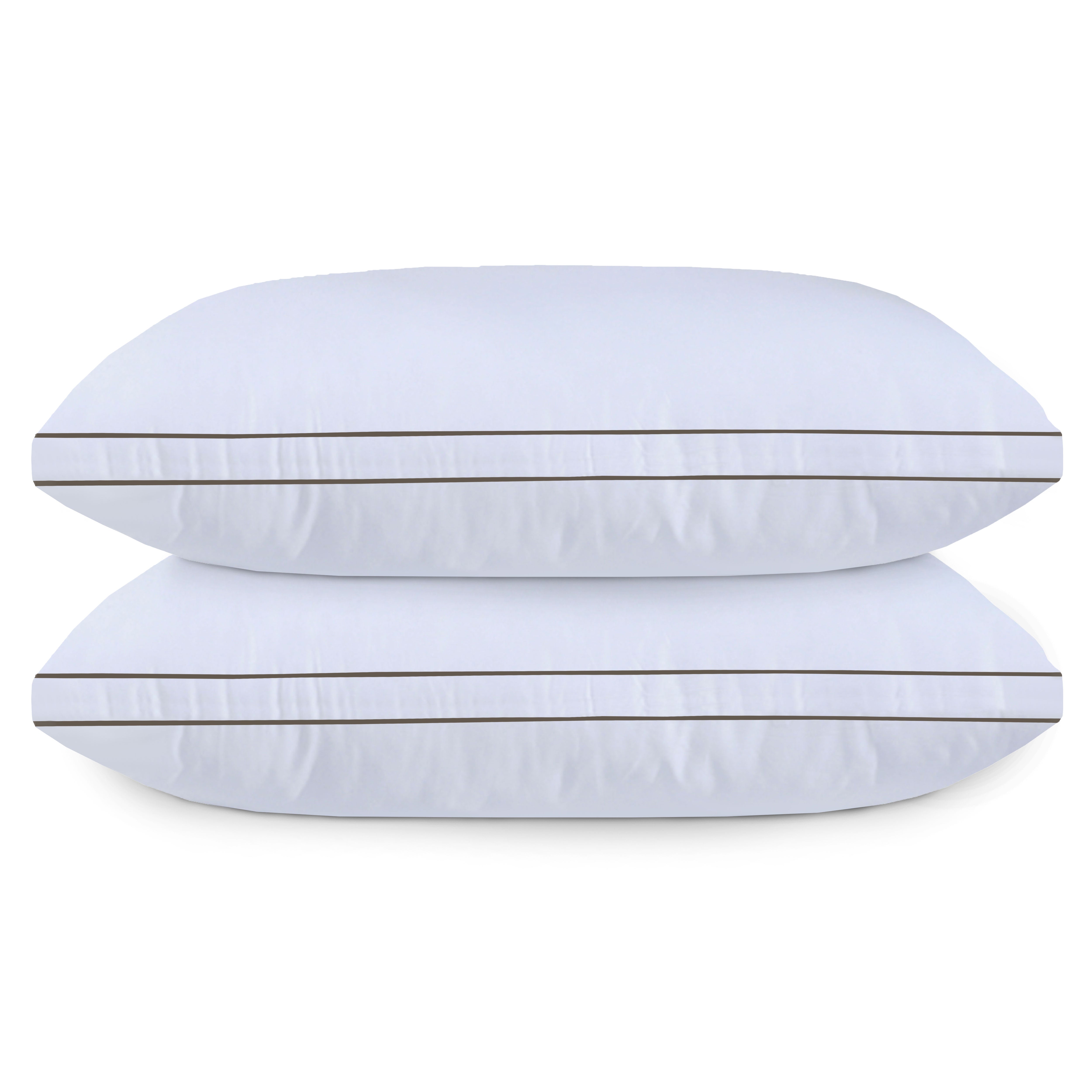Hotel Quality Hollow-Fiber Filled Pillows (Pack of 2) – Plush Down-Alternative, Breathable, Hypoallergenic, Medium-Firm Support, Quick Bounce-Back, Double Piping Standard Pillows
