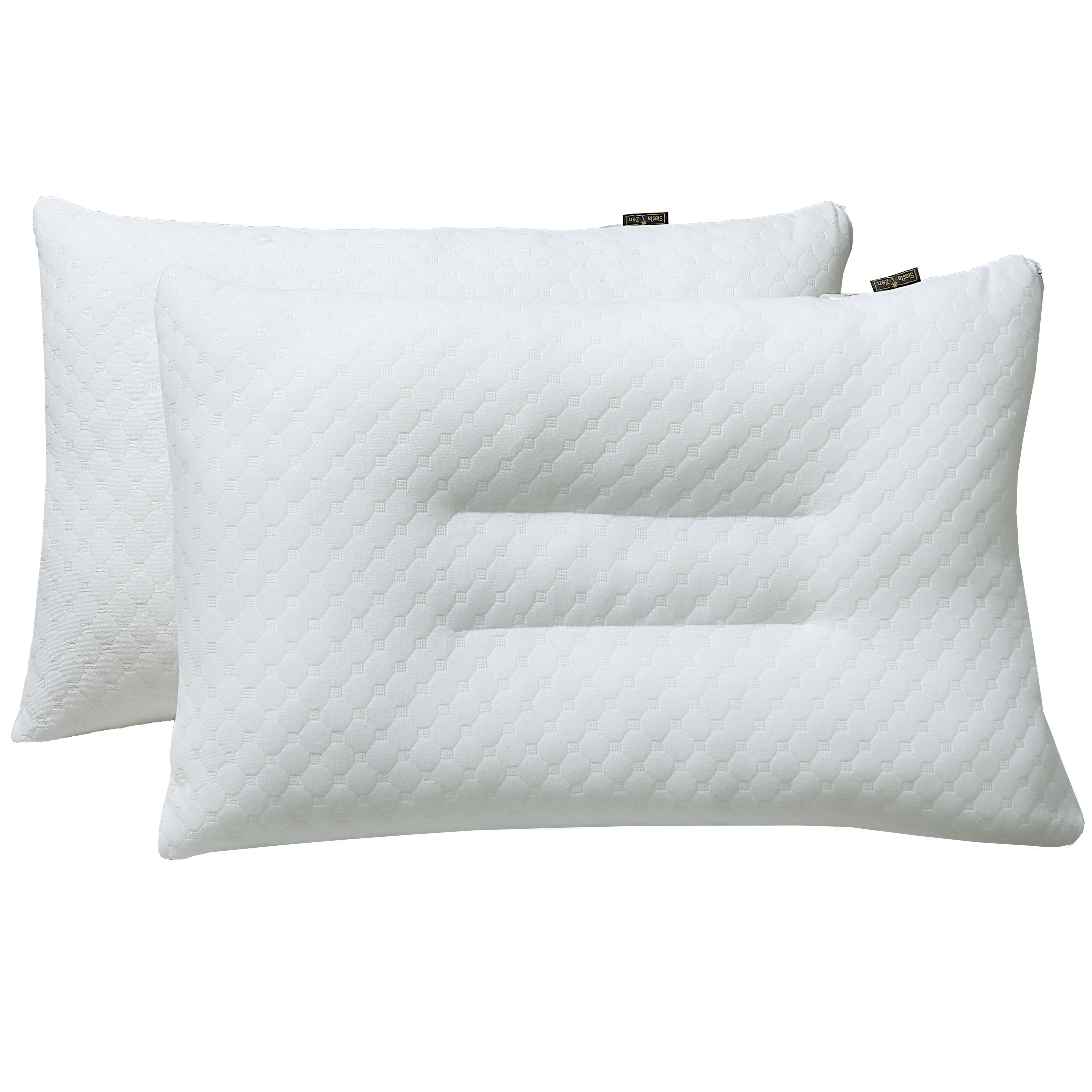 Siesta Zen Gentle Cervical Bamboo Air Flow Neck Support Pillow Filled with Vergin Hollowfiber Odorless, Ergonomic Contour Design for Neck & Spine Alignment Soft, Hypoallergenic (2, Standard Size)