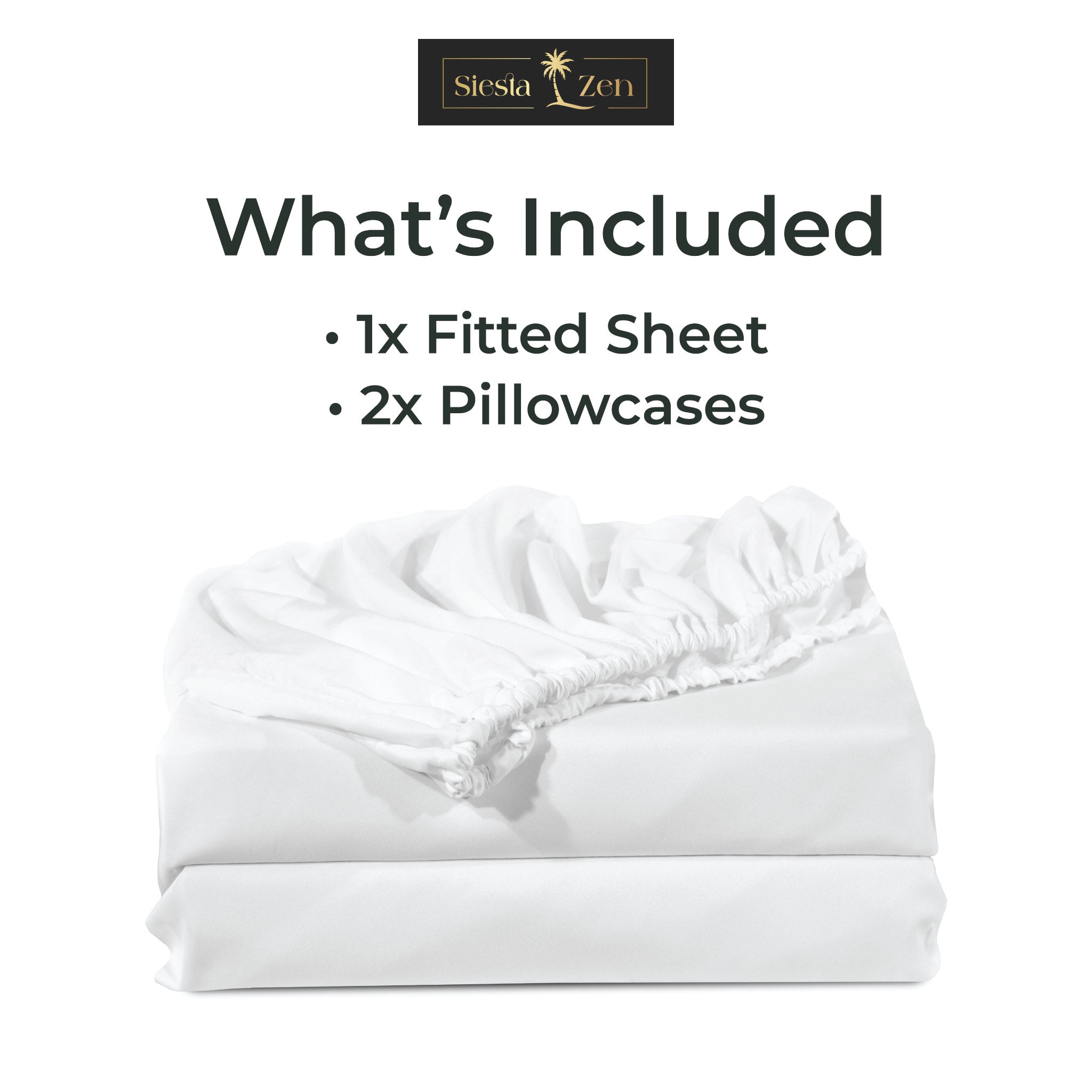 Siesta Zen 3 Piece Cotton Rich Fitted Sheet Set, 250 Thread count, 30cm Deep Pocket, Ultra Soft & Wrinkle Resistant