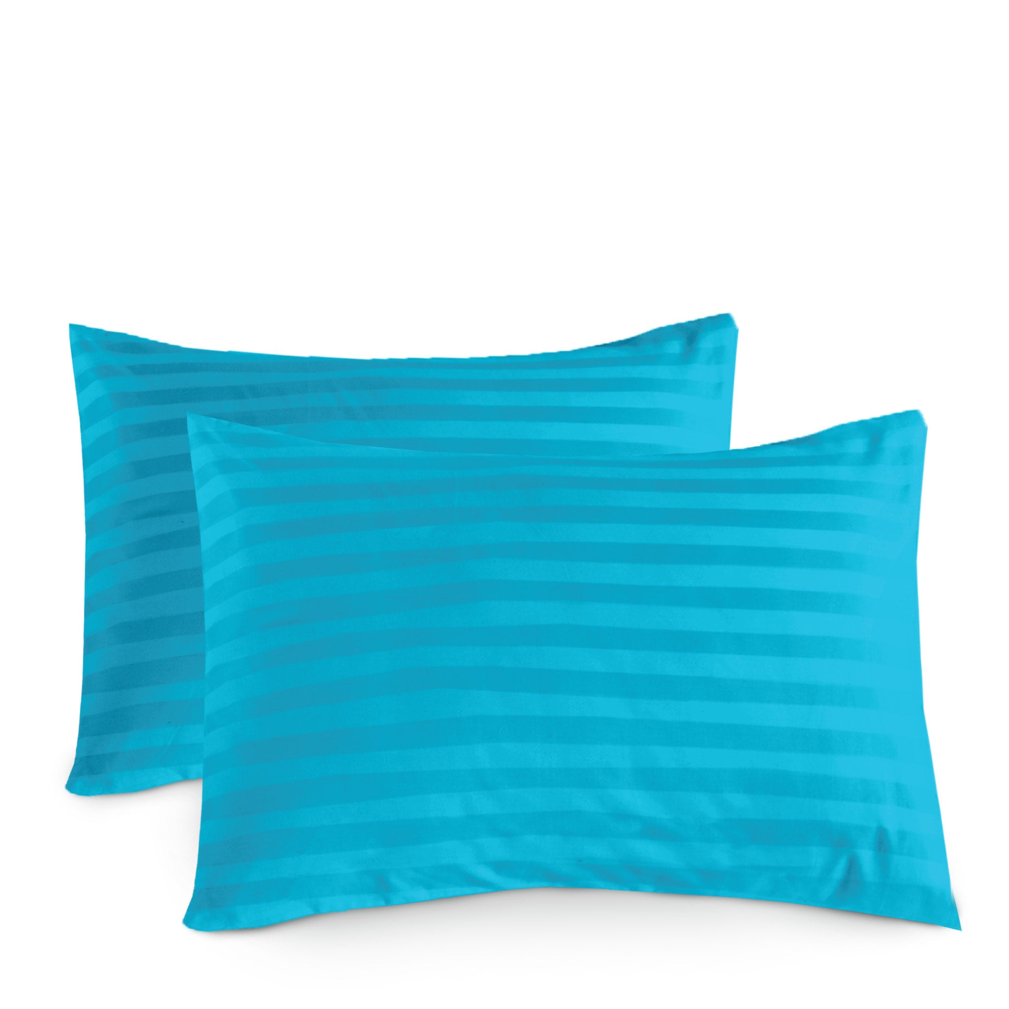 Siesta Zen 100% Cotton Luxury Hotel Sateen Pillow Covers (Pair) 2cm Satin Stripe, Ultra-Soft, Breathable & Hypoallergenic