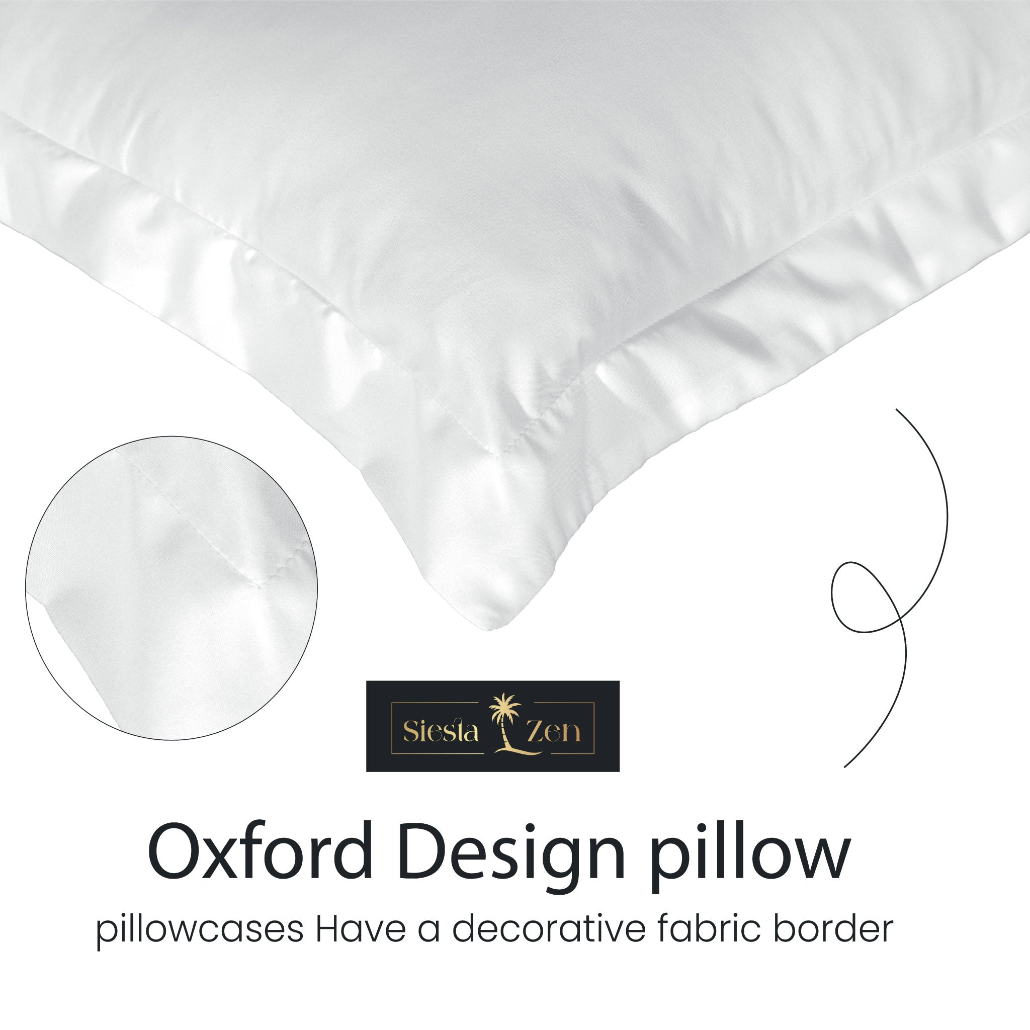Siesta Zen 100% Egyptian Cotton 800 Thread Count Oxford Pillowcases (Pair) Luxury Cooling Sateen, Ultra-Soft, Silky & Hypoallergenic, 50x75cm with 5cm Hem