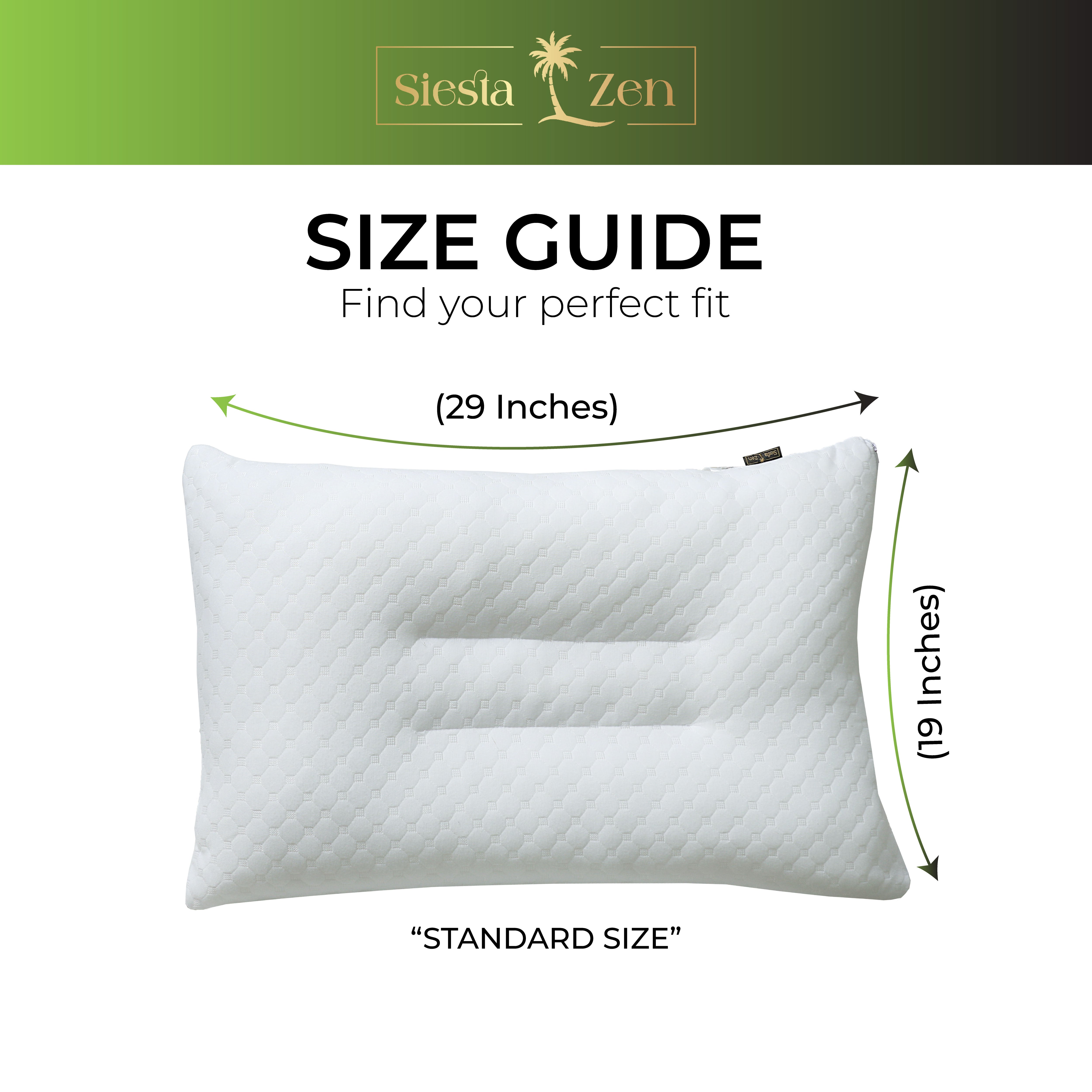 Siesta Zen Gentle Cervical Bamboo Air Flow Neck Support Pillow Filled with Vergin Hollowfiber Odorless, Ergonomic Contour Design for Neck & Spine Alignment Soft, Hypoallergenic (2, Standard Size)