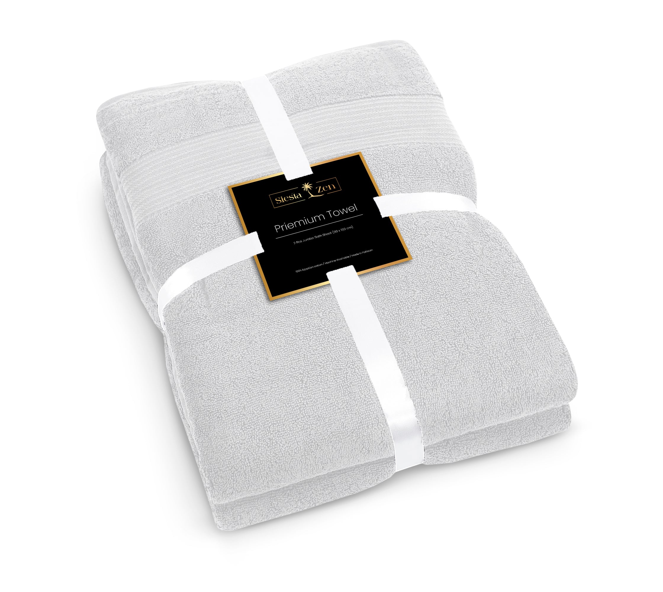 Siesta Zen Jumbo Bath Towels (Pack of 2) 600 GSM, 100% Combed Cotton, Extra Large 90x180cm, Ultra-Absorbent, Soft Hotel Quality with Jacquard Border